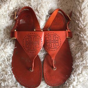 Women’s Orange & Gold Tory Burch Sandals Size 8.5